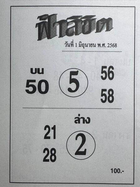 หวยฟ้าลิขิต 1/6/68