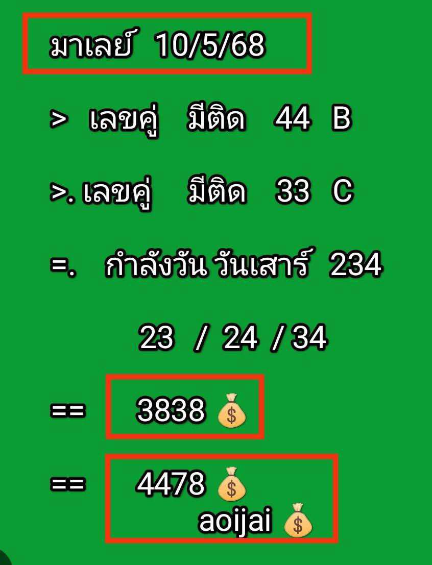 แนวทางหวยมาเลย์ 10/5/68-2