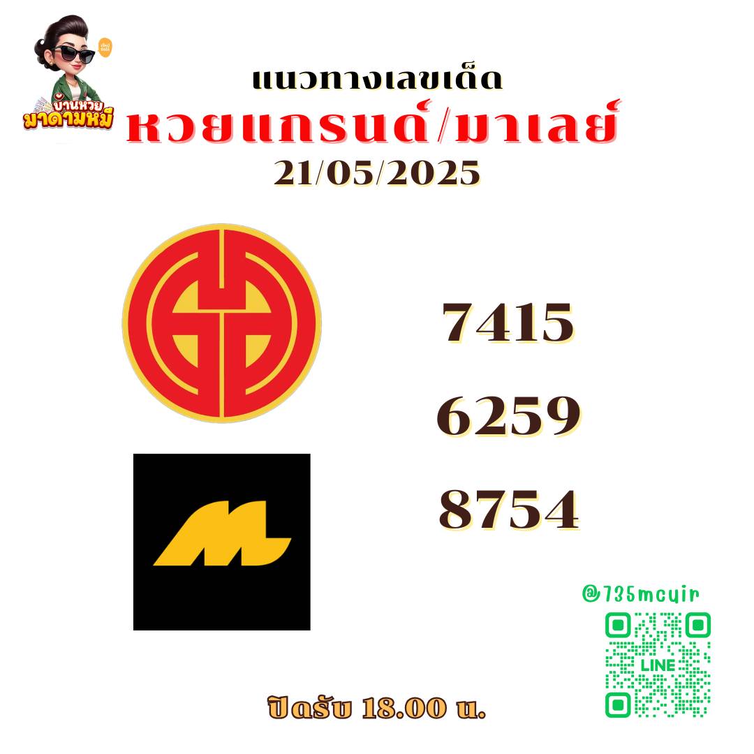 แนวทางหวยมาเลย์ 21/5/68-4