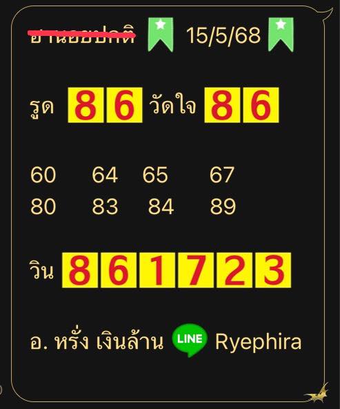 แนวทางหวยฮานอย 15/5/68-5