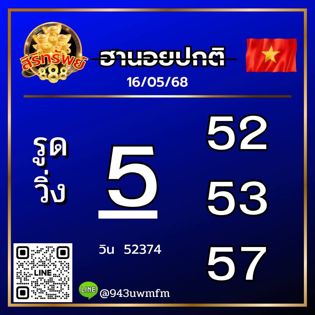 แนวทางหวยฮานอย 16/5/68-5