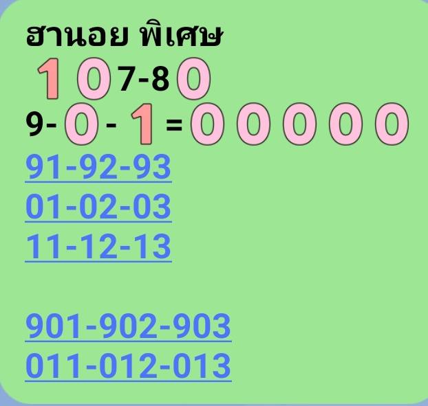 แนวทางหวยฮานอย 9/5/68
