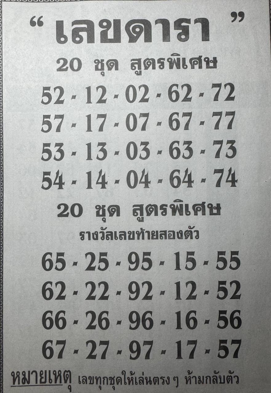 เลขดารา 16/5/68
